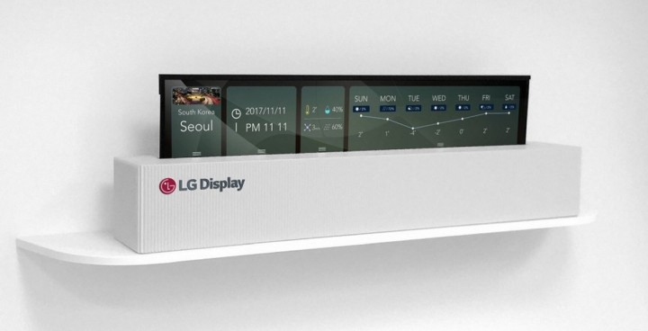 На CES-2018 компанія   LG   показала величезний - 65-дюймовий - телевізор з гнучким екраном, здатним згортатися в рулон