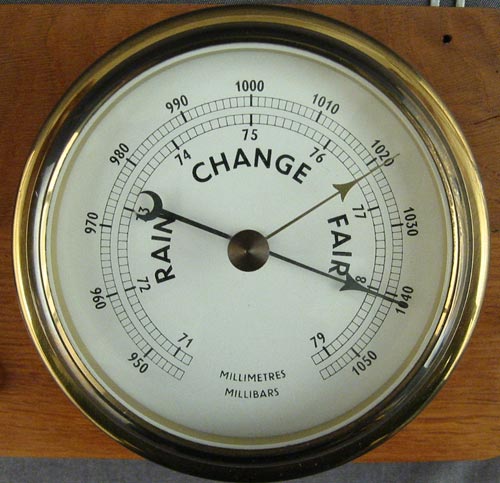 Барометр дозволяє вимірювати тиск повітря від 950 до 1050 мбар (1 мбар = 100 Па)