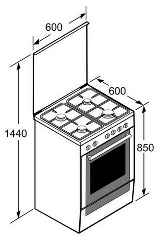 При виборі розміру газової плити необхідно враховувати габарити вашої кухні (з урахуванням розміщення меблів і побутової техніки)
