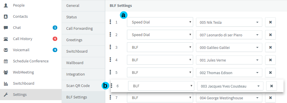 Для настройки BLF-індикаторів і синхронізації їх з вашим IP-телефоном перейдіть в розділ Settings> BLF Settings ( Параметри> Параметри BLF):